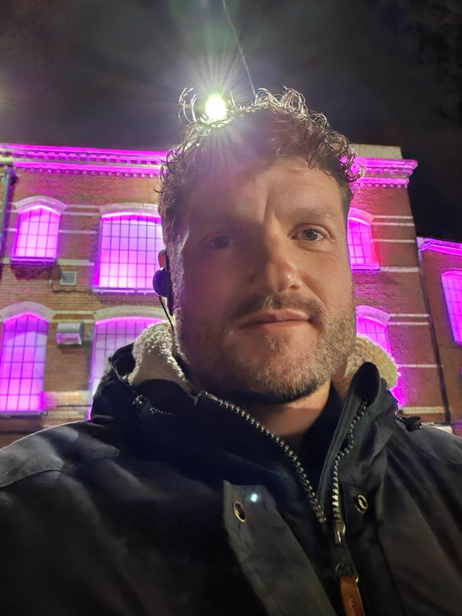 Matthew working a night-time event